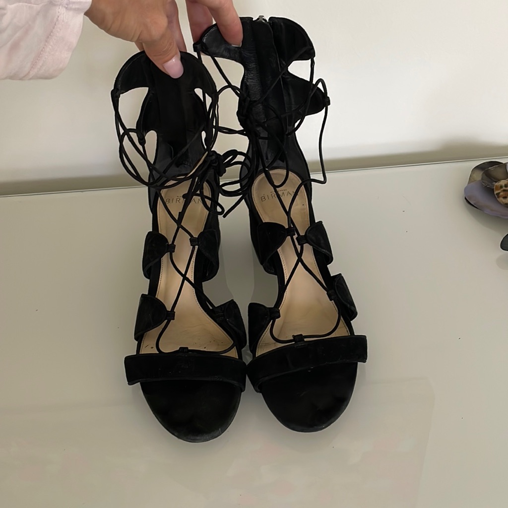 Black Suede Leather Sandals